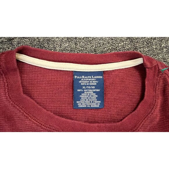 Polo Ralph Lauren Thermal Shirt Mens XL Waffle Knit Long Sleeve Pony Logo Red - Picture 2 of 3